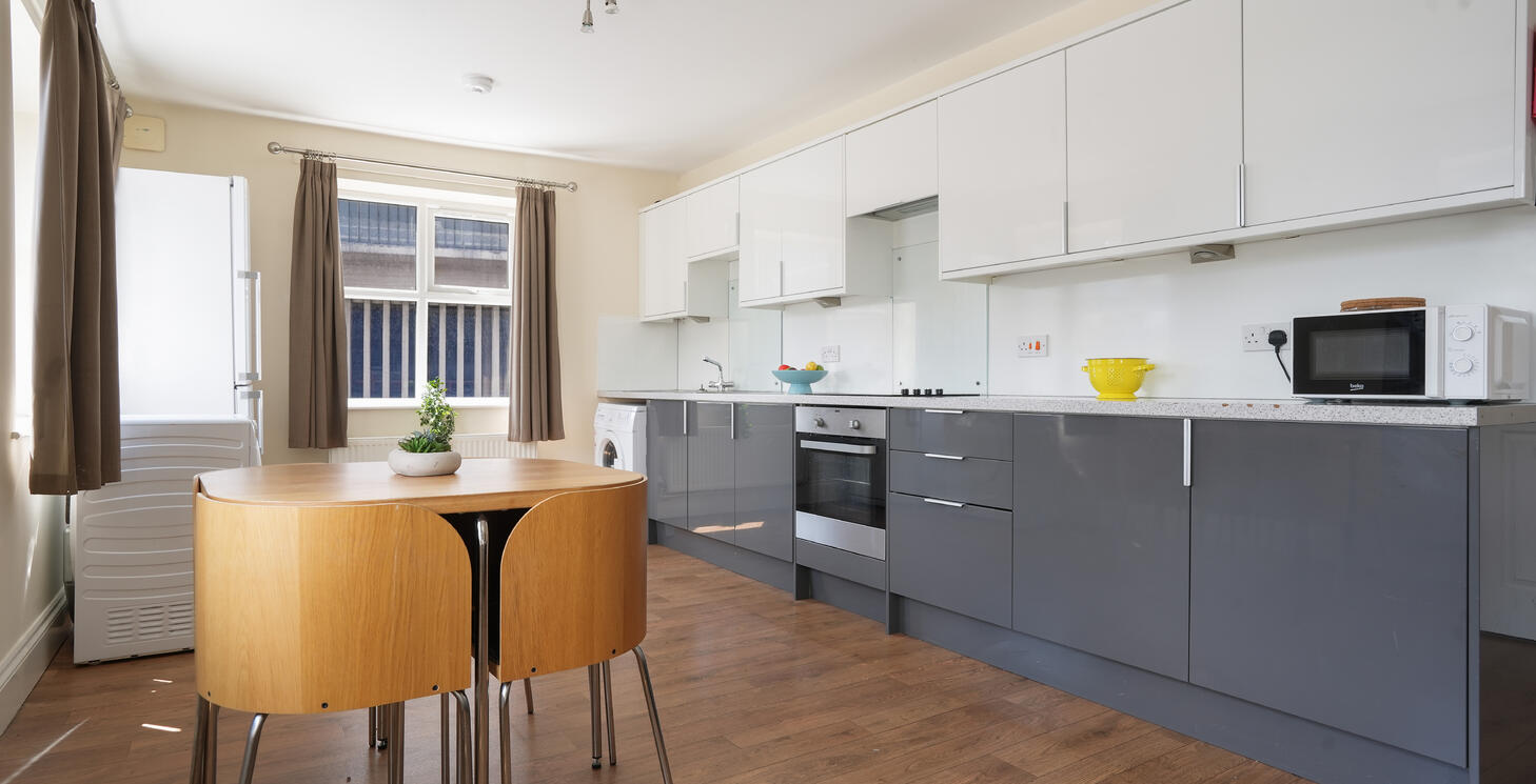 Kitchen and dining area of St Silas Flat 1