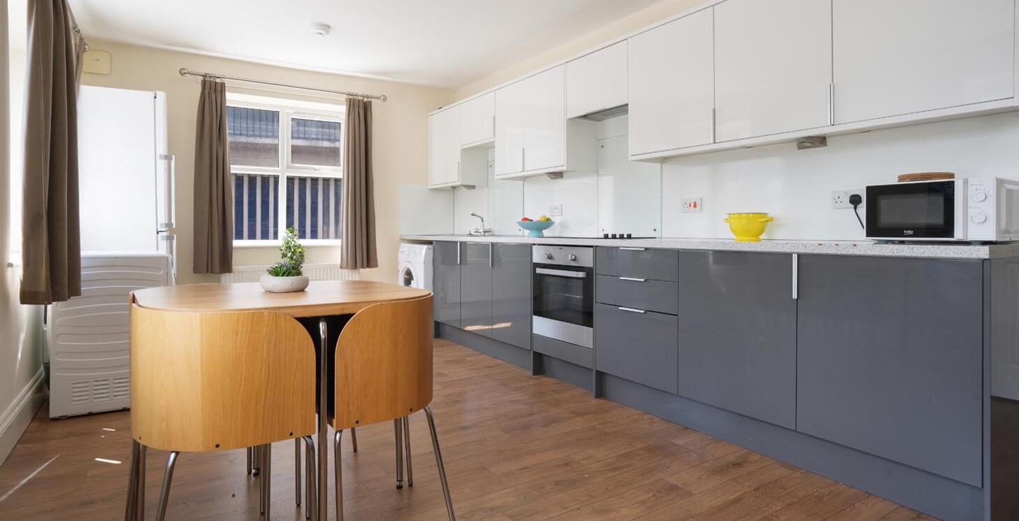 Kitchen and dining space of St Silas Flat 3